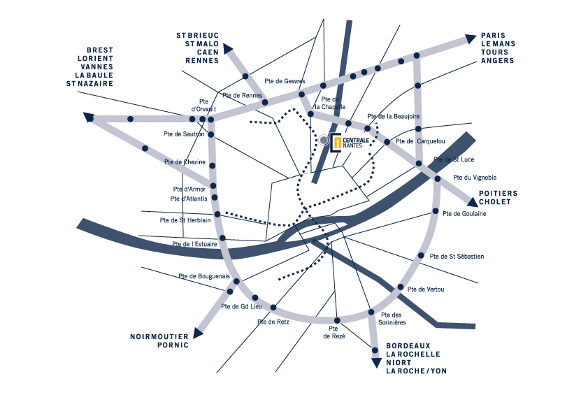 plan d'accès à l'Ecole Centrale de Nantes